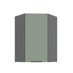 Szafka górna narożna 60 x 60 cm CALIA GN-90 1F (45°)  AQUAMARINE / ANTRACYT z powłoką ANTI FINGERPRINT