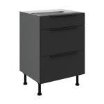 Szafka dolna CALIA 60 D 3S PREMIUM BOX -  CZARNY MAT / ANTRACYT z powłoką ANTI FINGERPRINT