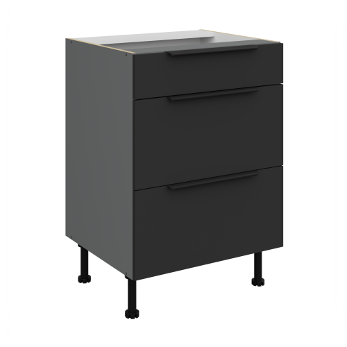 Przejdź do produktu Szafka dolna CALIA 60 D 3S PREMIUM BOX -  CZARNY MAT / ANTRACYT z powłoką ANTI FINGERPRINT
