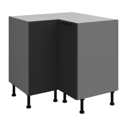 Szafka dolna narożna CALIA  90x90 cm 2F BB CZARNY MAT / ANTRACYT z powłoką ANTI FINGERPRINT
