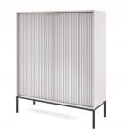 Komoda dwudrzwiowa ZANZI 104 x 125 x 39 cm, lamele SZARY / CZARNY STELAŻ