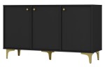 Duża Komoda 3 drzwiowa z półkami - SYDNEY1, czarny grafit + złoty