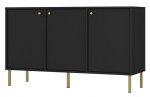 Duża Komoda 3 drzwiowa z półkami - SYDNEY2, czarny grafit + złoty