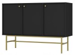 Duża Komoda 3 drzwiowa z półkami - SYDNEY3, czarny grafit + złoty