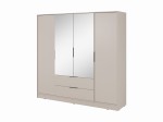 Szafa czterodrzwiowa FREZJA 206 cm z lustrem i szufladami – Kaszmir