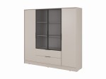 Szafa czterodrzwiowa z witryną i szufladami FREZJA 206 cm KASZMIR