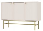 Duża Komoda 3 drzwiowa z półkami - SYDNEY3, beż piaskowy + złoty