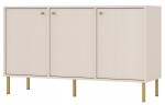 Duża Komoda 3 drzwiowa z półkami - SYDNEY2, beż piaskowy + złoty