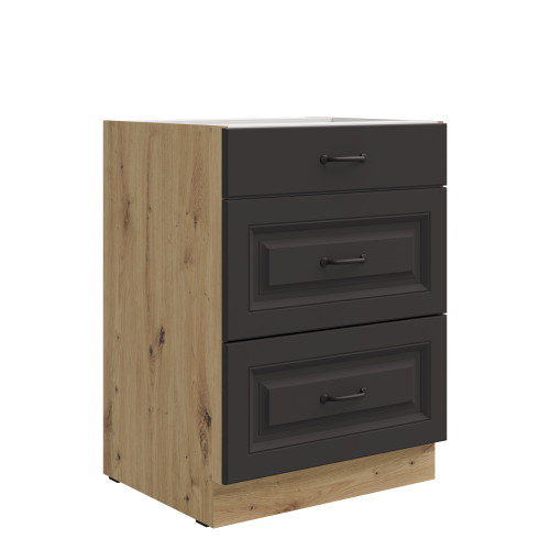 Przejdź do produktu Szafka dolna 60 cm ATENA 60 D 3S BB Grafit / Dąb Artisan