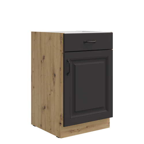 Przejdź do produktu Szafka dolna 50 cm ATENA 50 D 1F 1S BB Grafit / Dąb Artisan 