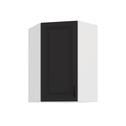 Przejdź do produktu Szafka górna narożna 60 x 60 cm GN-90 1F (45°)  ATENA Grafit / Biały mat 