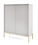 Komoda dwudrzwiowa ZANZI 104 x 125 x 39 cm, lamele SZARY / ZŁOTY STELAŻ