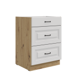 Szafka kuchenna stojąca 60 cm z 3 szufladami ATENA, 60 D 3S BB, biały mat