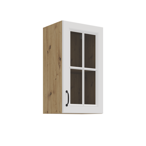 Przejdź do produktu Szafka górna witryna 40cm ATENA 40 GS-72 1F Biały mat / Dąb Artisan
