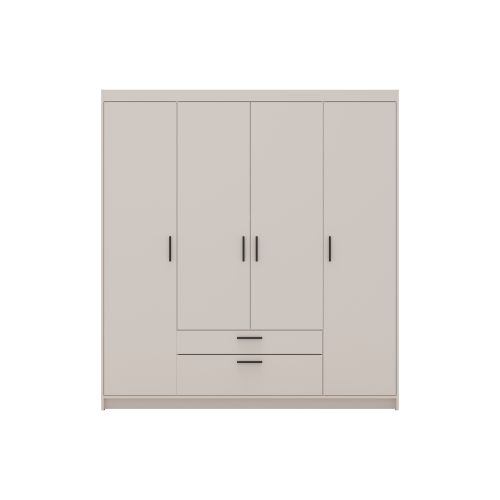 Przejdź do produktu Szafa Czterodrzwiowa z dwiema szufladami KLEO, garderoba uchylna  176 cm BEŻ PIASKOWY
