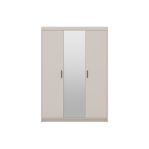 Przejdź do produktu Szafa Trzydrzwiowa uchylna z lustrem KLEO, garderoba 133 cm BEŻ PIASKOWY