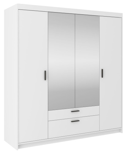 Przejdź do produktu Szafa CZTERODRZWIOWA KLEO z lustrem, GARDEROBA BIAŁY