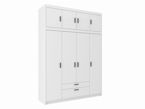 Przejdź do produktu Duża Szafa CZTERODRZWIOWA KLEO z nadstawką, Garderoba BIAŁY