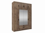 Szafa czterodrzwiowa KLEO 176 cm z lustrem i szufladami – Dąb Lefkas, pojemna garderoba