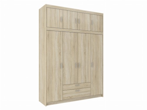 Przejdź do produktu Duża Szafa CZTERODRZWIOWA KLEO z nadstawką, Garderoba DĄB SONOMA