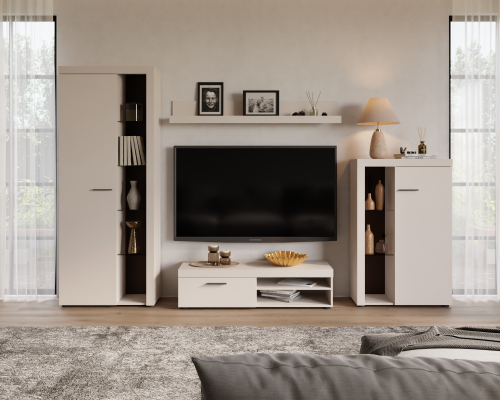 Przejdź do produktu Meblościanka SELENA 270 cm – nowoczesny zestaw mebli do salonu Beż Piaskowy