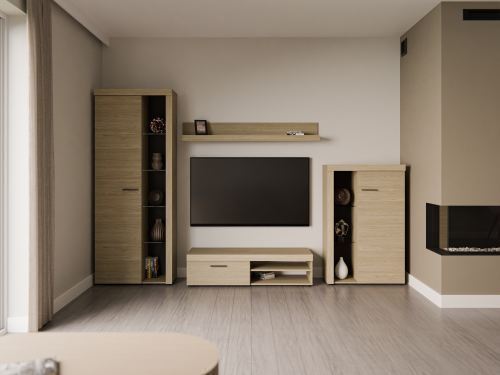 Przejdź do produktu Meblościanka SELENA 270 cm – nowoczesny zestaw mebli do salonu Dąb Olejowany