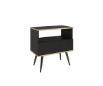 Szafka nocna 54 cm Aurezzia - Czarna ze złotymi zdobieniami i czarnymi nogami