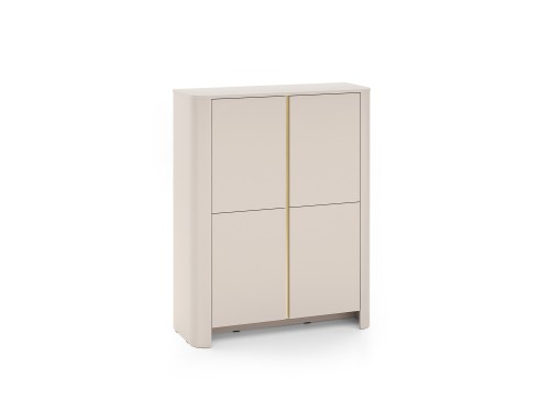 Przejdź do produktu Komoda dwudrzwiowa Fezco 103 cm w kolorze Kaszmirowym ze złotą wstawką.
