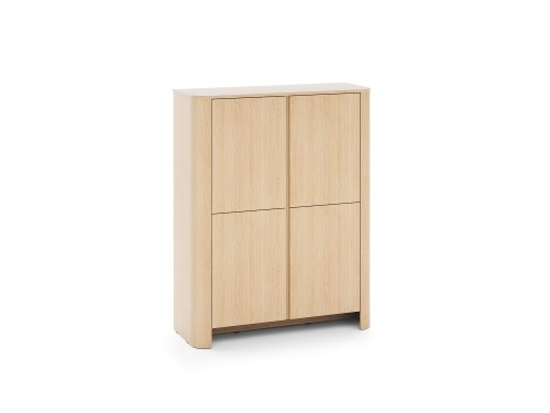 Przejdź do produktu Komoda dwudrzwiowa Fezco 103 cm w kolorze Dąb Vicenza ze złotą wstawką.