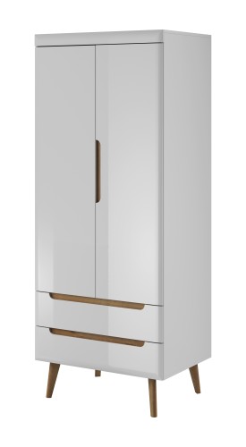 Przejdź do produktu Szafa Malpensa 80 cm dwudrzwiowa z szufladami Biały połysk / Dąb riviera