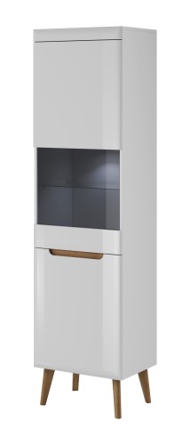 Przejdź do produktu Wysoka witryna Malpensa 53 cm dwudrzwiowa, przeszklony front Biały połysk / Dąb riviera