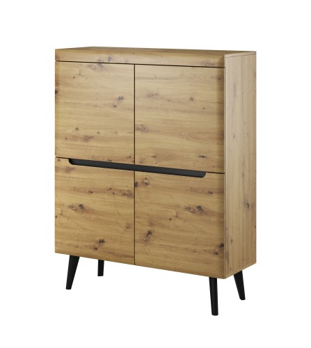 Przejdź do produktu Komoda Malpensa 107 cm czterodrzwiowa z półkami Dąb artisan / Czarny