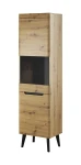 Wysoka witryna Malpensa 53 cm dwudrzwiowa, przeszklony front Dąb artisan / Czarny
