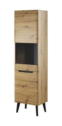 Przejdź do produktu Wysoka witryna Malpensa 53 cm dwudrzwiowa, przeszklony front Dąb artisan / Czarny