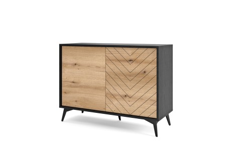 Przejdź do produktu Komoda loftowa Dairos 104 cm dwudrzwiowa Dąb Evoke / Czarny