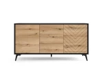 Komoda loftowa Dairos 154 cm dwudrzwiowa z szufladami Dąb Evoke / Czarny