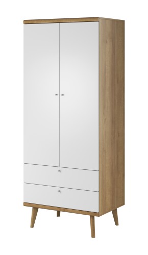 Przejdź do produktu Szafa Dossi 80 cm dwudrzwiowa z trzema szufladami Dąb Riviera / Biały