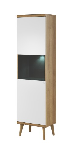 Przejdź do produktu Witryna wysoka Dossi 50 × 197 cm jednodrzwiowa z miejscem na ekspozycję Dąb Riviera / Biały