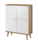 Komoda wysoka Dossi 107 cm czterodrzwiowa Dąb Riviera / Biały