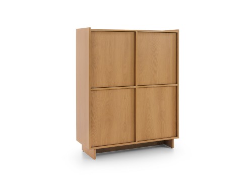 Przejdź do produktu Komoda wysoka Nidale 98 cm czterodrzwiowa z półkami Dąb karmelowy