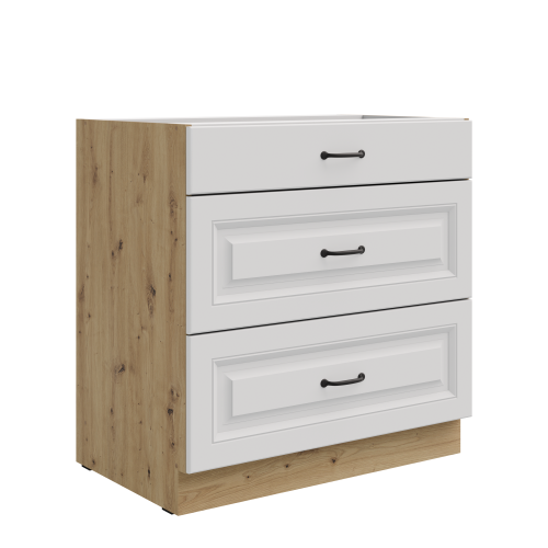 Przejdź do produktu Szafka dolna 80 cm ATENA 80 D 3S BB Biały mat / Dąb artisan