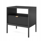 SZAFKA NOCNA ZANZI 54 x 56 x 39 cm sypialnia, lamele CZARNY / CZARNY STELAŻ