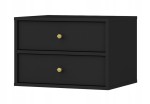 Stolik nocny SYDNEY 4, Szafka nocna 2 szuflady, czarny grafit - złoty