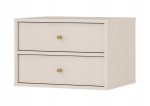 Stolik nocny SYDNEY 4, Szafka nocna 2 szuflady, beż piaskowy - złoty