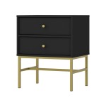 Stolik nocny SYDNEY 3, Szafka nocna 2 szuflady, czarny grafit - złoty