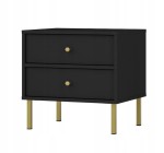 Stolik nocny SYDNEY 2, Szafka nocna 2 szuflady, czarny grafit - złoty