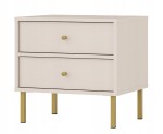 Stolik nocny SYDNEY 2, Szafka nocna 2 szuflady, beż piaskowy - złoty