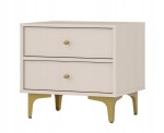 Stolik nocny SYDNEY 1, Szafka nocna 2 szuflady, beż piaskowy - złoty