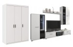 Zestaw mebli do salonu Klerio, MEBLOŚCIANKA + SZAFA, biały
