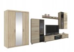 Zestaw mebli do salonu Klerio, MEBLOŚCIANKA + SZAFA, dąb sonoma